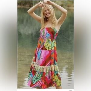 Farm Rio Women's multi Dress.  Bright tropical beauty!
Farm Rio silky